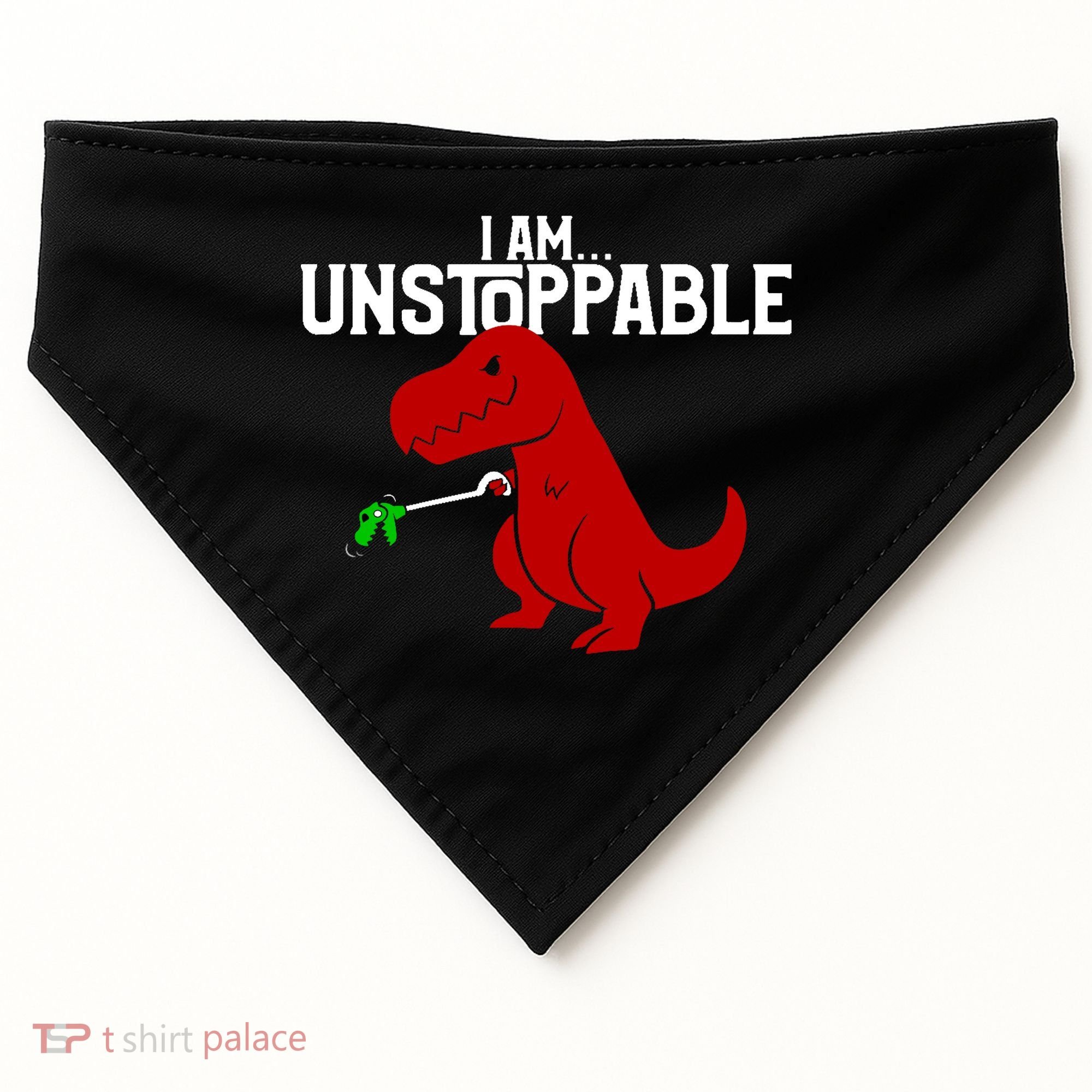 Cute & Funny I Am Unstoppable T-Rex Dinosaur USA-Made Doggie Bandana