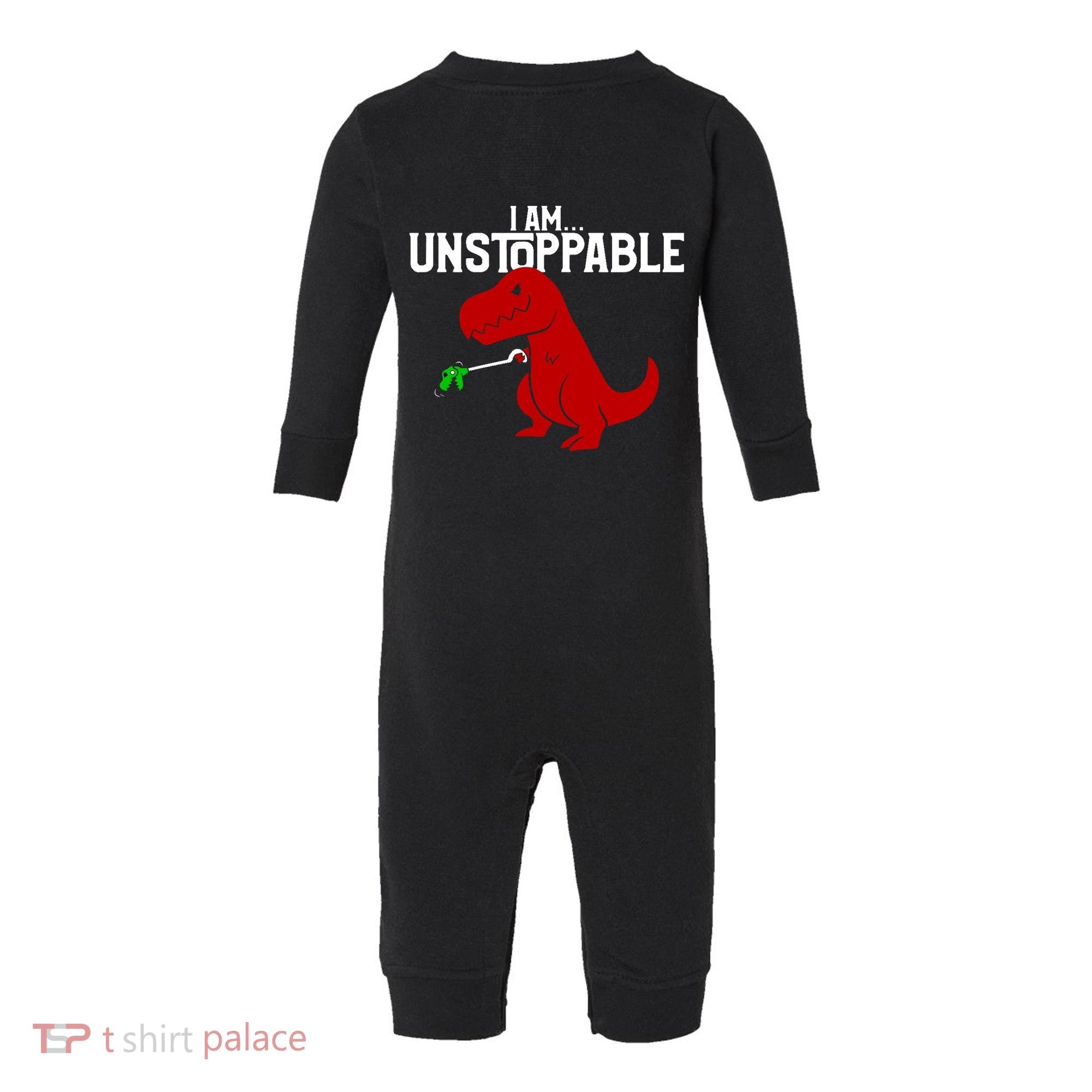 Cute & Funny I Am Unstoppable T-Rex Dinosaur Infant Fleece One Piece