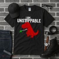 Cute & Funny I Am Unstoppable T-Rex Dinosaur Tall T-Shirt thumb 3