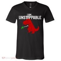 Cute & Funny I Am Unstoppable T-Rex Dinosaur V-Neck T-Shirt thumb 0