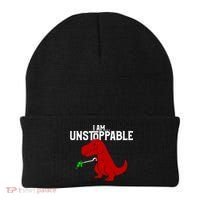Cute & Funny I Am Unstoppable T-Rex Dinosaur Beanie thumb 0