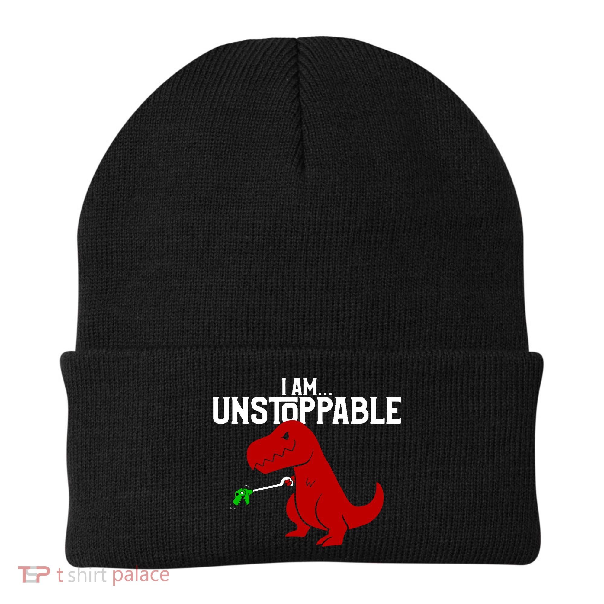 Cute & Funny I Am Unstoppable T-Rex Dinosaur Beanie
