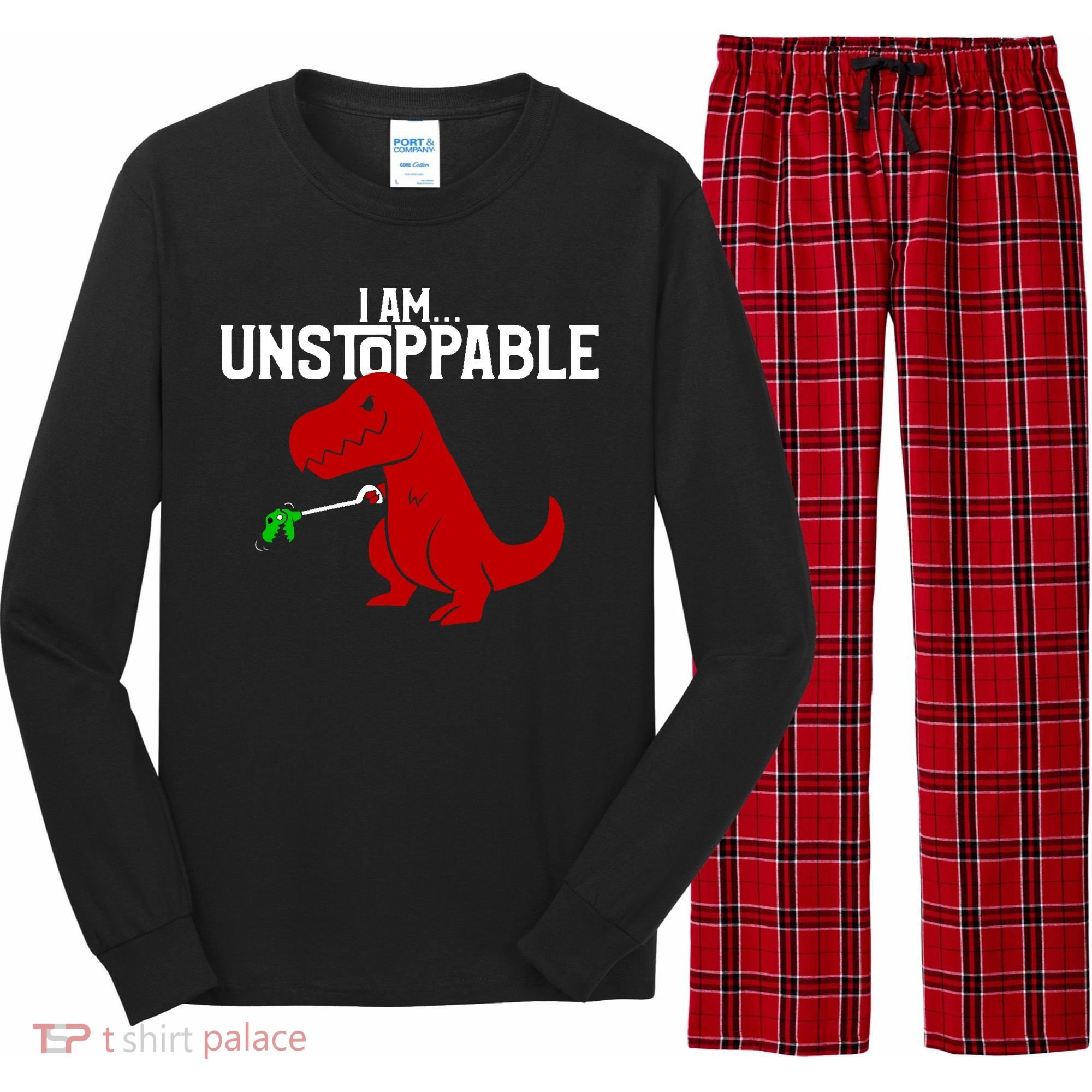 Cute & Funny I Am Unstoppable T-Rex Dinosaur Long Sleeve Pajama Set