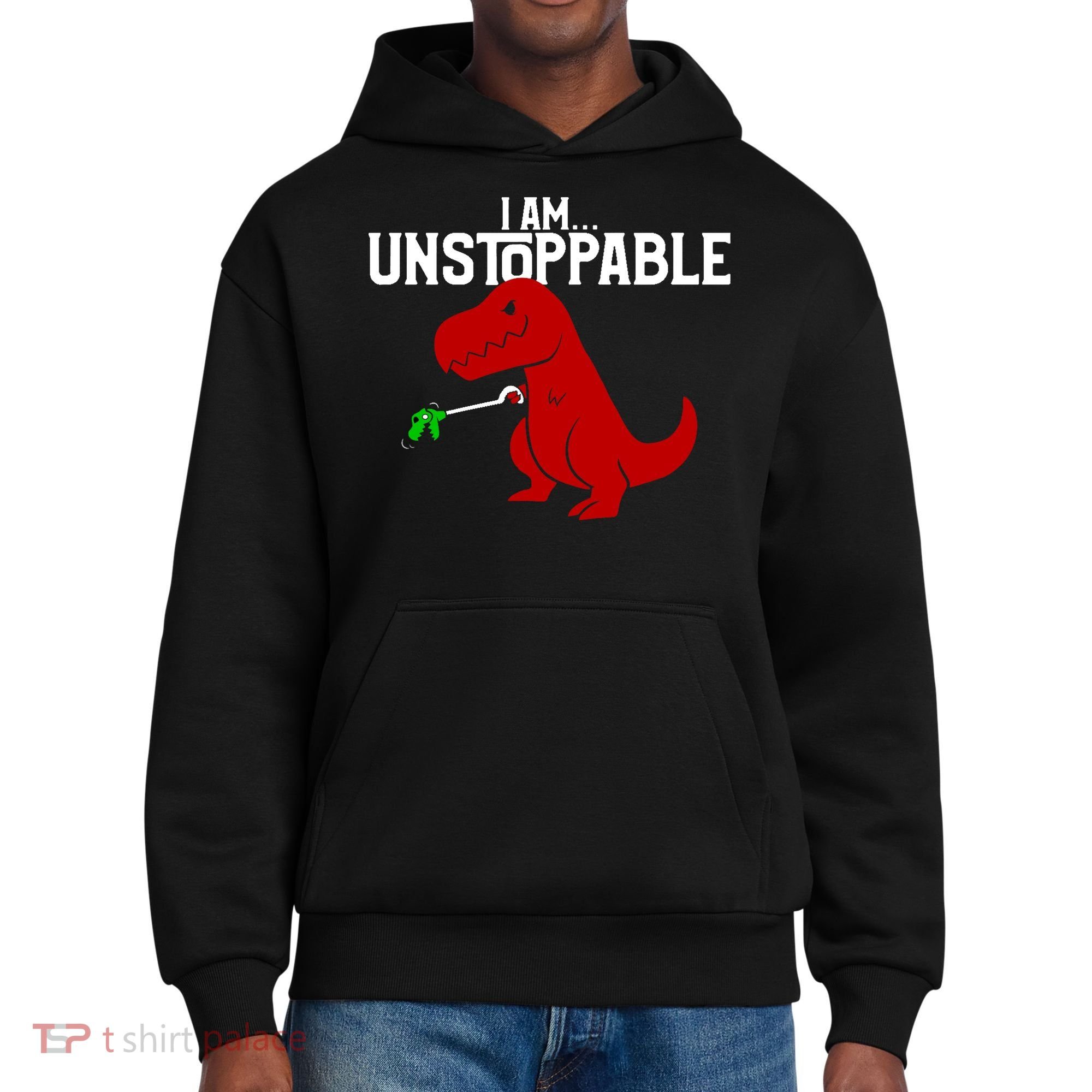 Cute & Funny I Am Unstoppable T-Rex Dinosaur District V.I.T. Heavyweight Hoodie