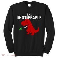 Cute & Funny I Am Unstoppable T-Rex Dinosaur Tall Sweatshirt thumb 0