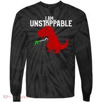 Cute & Funny I Am Unstoppable T-Rex Dinosaur Tie-Dye Long Sleeve Shirt thumb 0