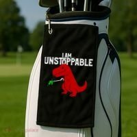 Cute & Funny I Am Unstoppable T-Rex Dinosaur Golf Towel thumb 2