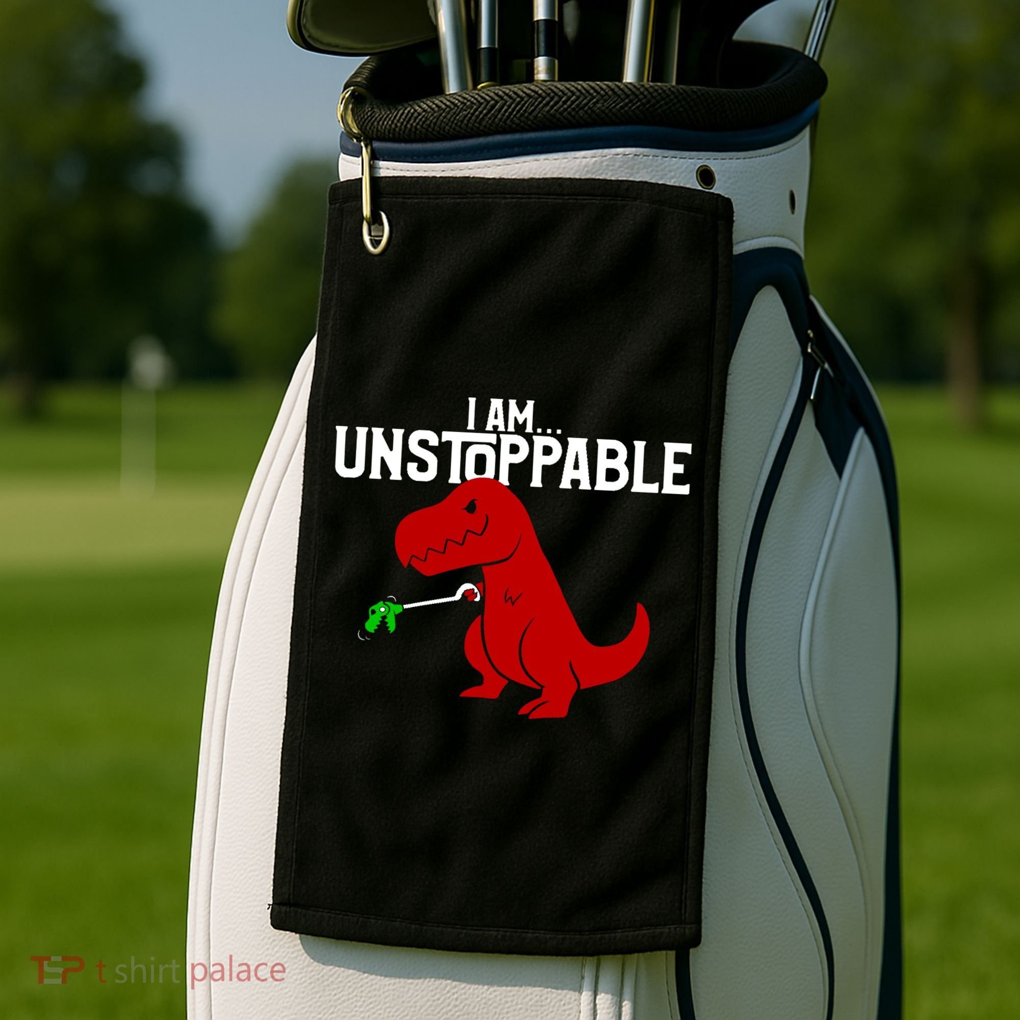 Cute & Funny I Am Unstoppable T-Rex Dinosaur Golf Towel