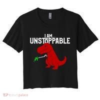 Cute & Funny I Am Unstoppable T-Rex Dinosaur Women's Crop Top Tee thumb 0