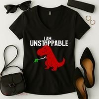 Cute & Funny I Am Unstoppable T-Rex Dinosaur Women's V-Neck T-Shirt thumb 2