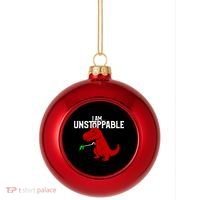Cute & Funny I Am Unstoppable T-Rex Dinosaur Plastic Christmas Ball Ornament thumb 0