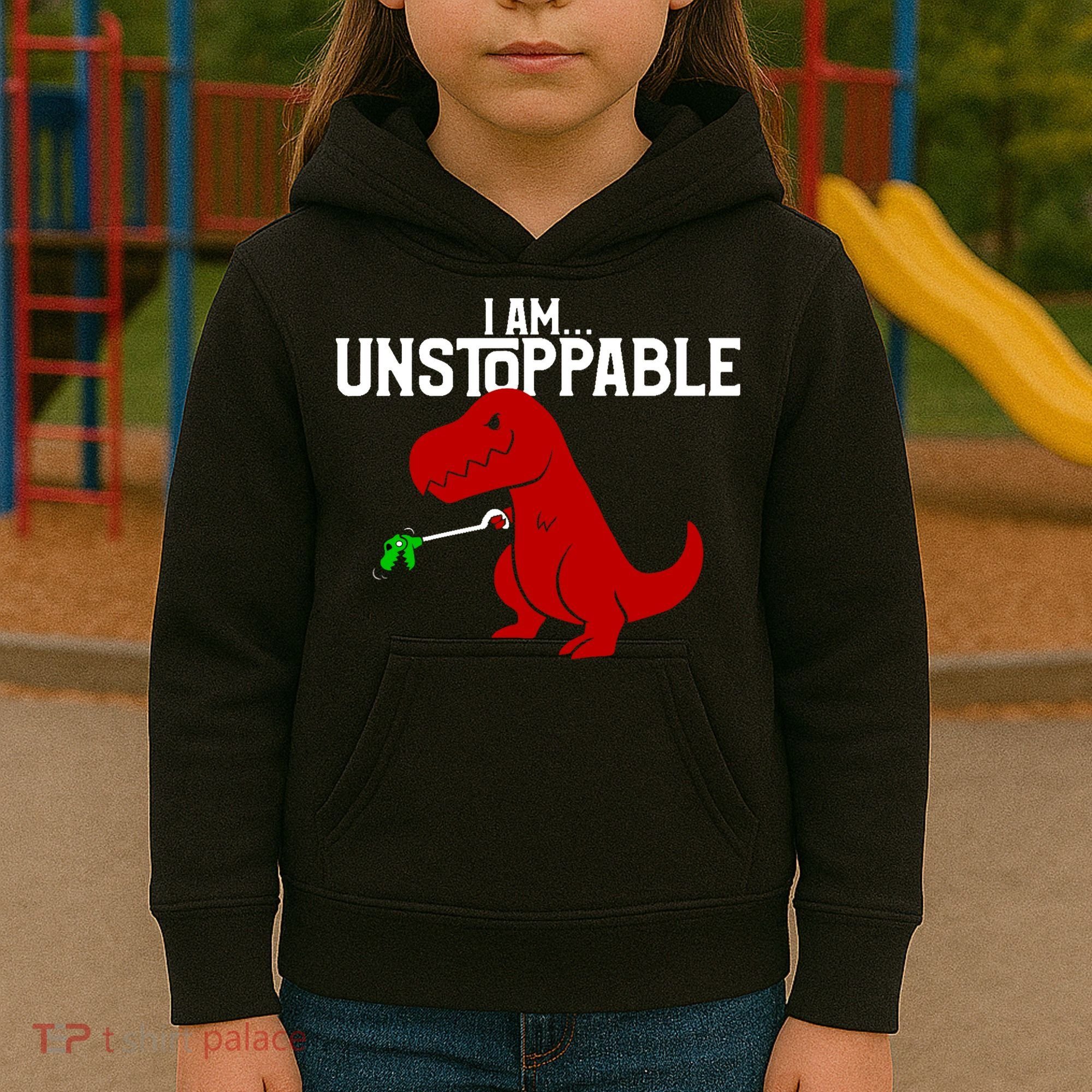 Cute & Funny I Am Unstoppable T-Rex Dinosaur Kids Hoodie