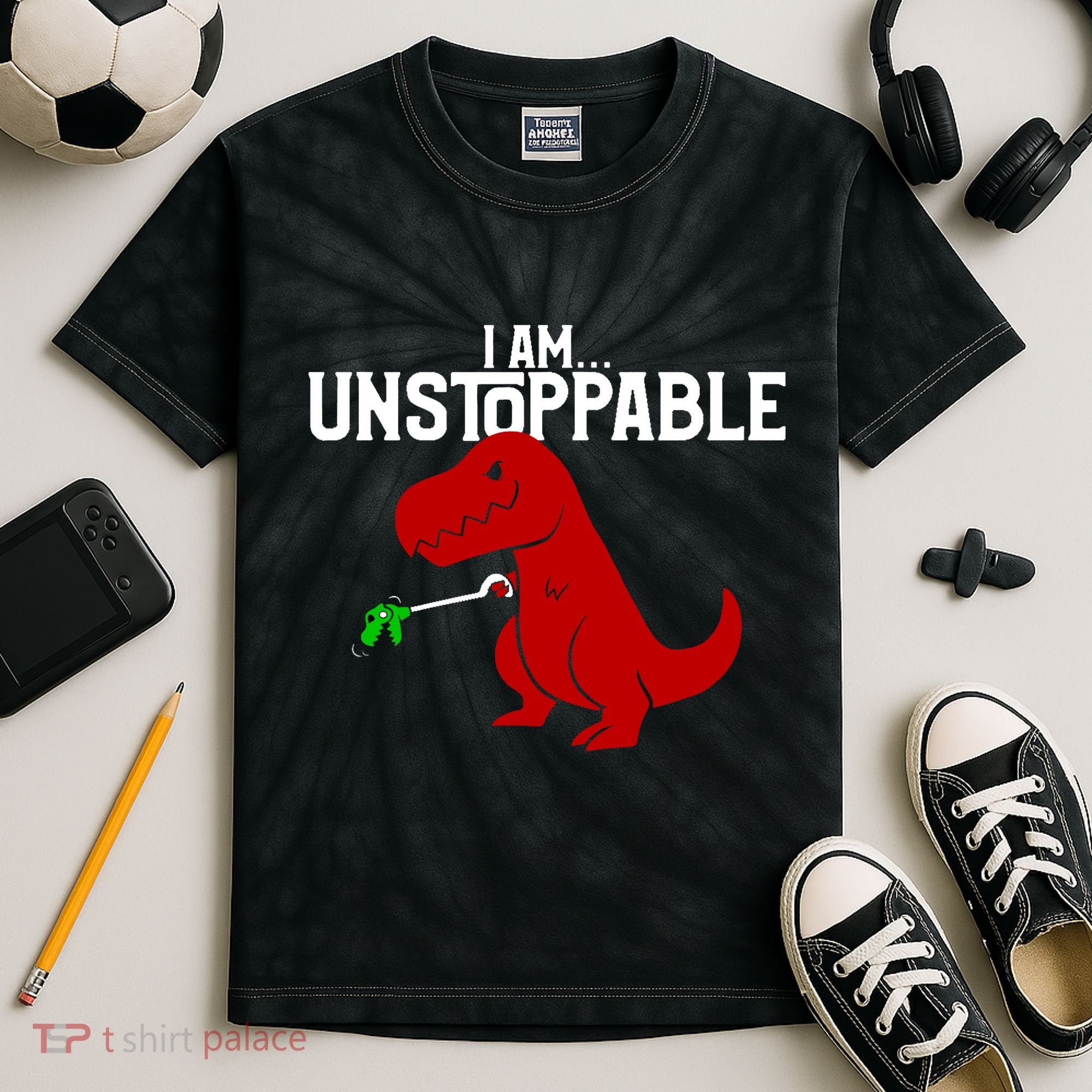 Cute & Funny I Am Unstoppable T-Rex Dinosaur Kids Tie-Dye T-Shirt