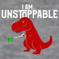 Cute & Funny I Am Unstoppable T-Rex Dinosaur Women's Racerback Cropped Tank thumb 2