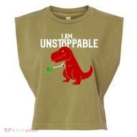 Cute & Funny I Am Unstoppable T-Rex Dinosaur Garment-Dyed Women's Muscle Tee thumb 0