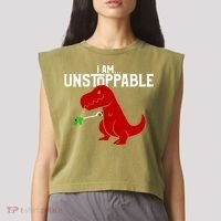 Cute & Funny I Am Unstoppable T-Rex Dinosaur Garment-Dyed Women's Muscle Tee thumb 2