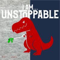 Cute & Funny I Am Unstoppable T-Rex Dinosaur Kids Colorblock Raglan Jersey thumb 2