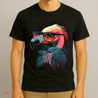 Cute Flamingo in Sunglasses Retro Vintage Funny Beach Summer T-Shirt thumb 3