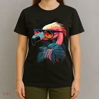 Cute Flamingo in Sunglasses Retro Vintage Funny Beach Summer T-Shirt thumb 4