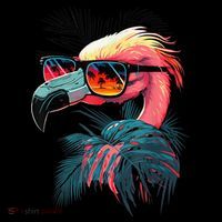Cute Flamingo in Sunglasses Retro Vintage Funny Beach Summer T-Shirt thumb 7