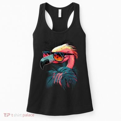 Cute Flamingo in Sunglasses Retro Vintage Funny Beach Summer Women's Tank Top