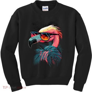 Cute Flamingo in Sunglasses Retro Vintage Funny Beach Summer Kids Sweatshirt