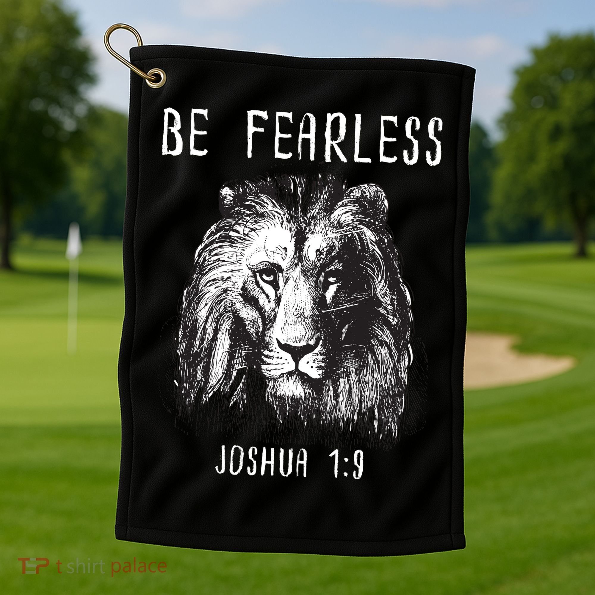 Christian Fearless Joshua 1:9 Faith Gift Golf Towel