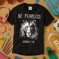 Christian Fearless Joshua 1:9 Faith Gift Kids T-Shirt thumb 3