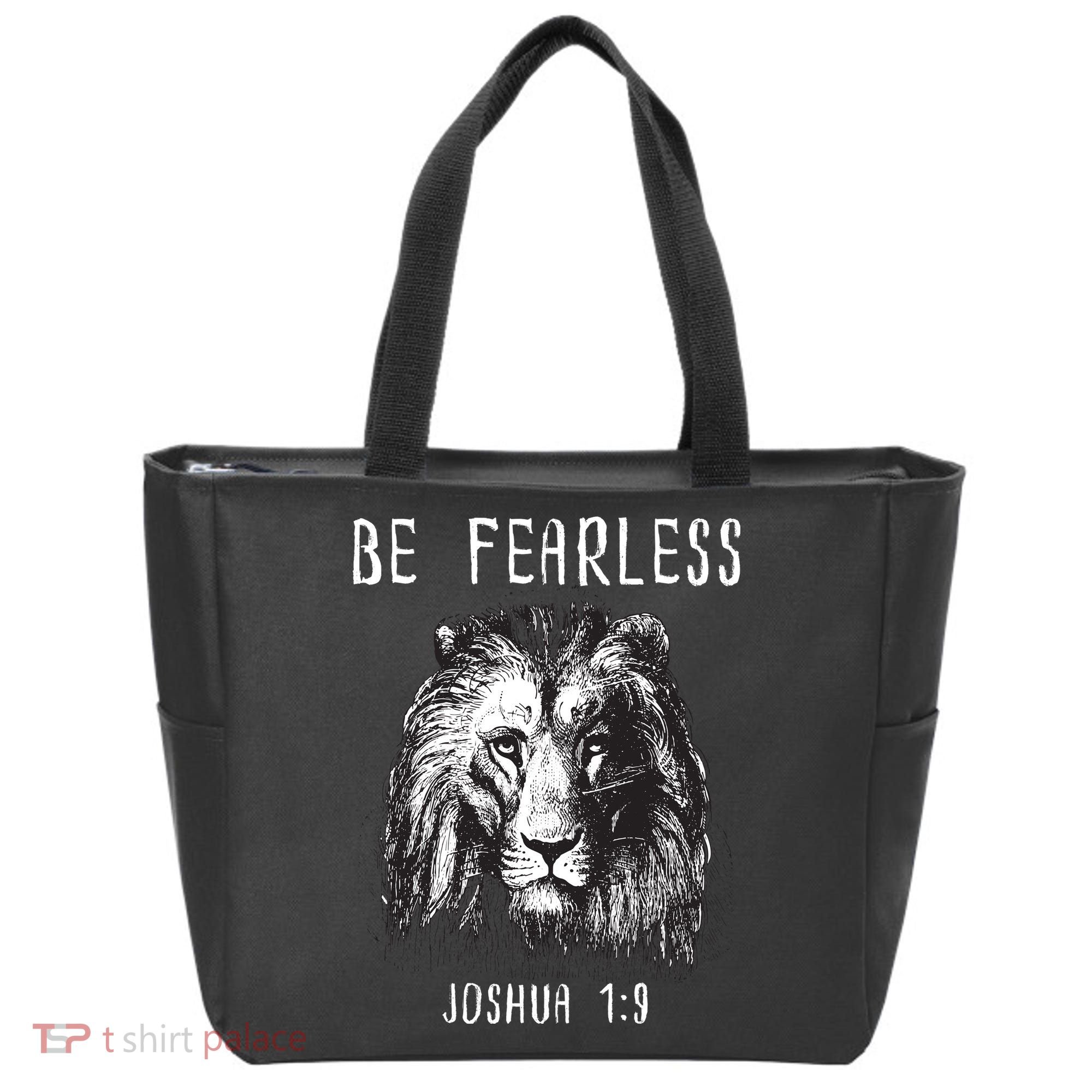 Christian Fearless Joshua 1:9 Faith Gift Tote Bag