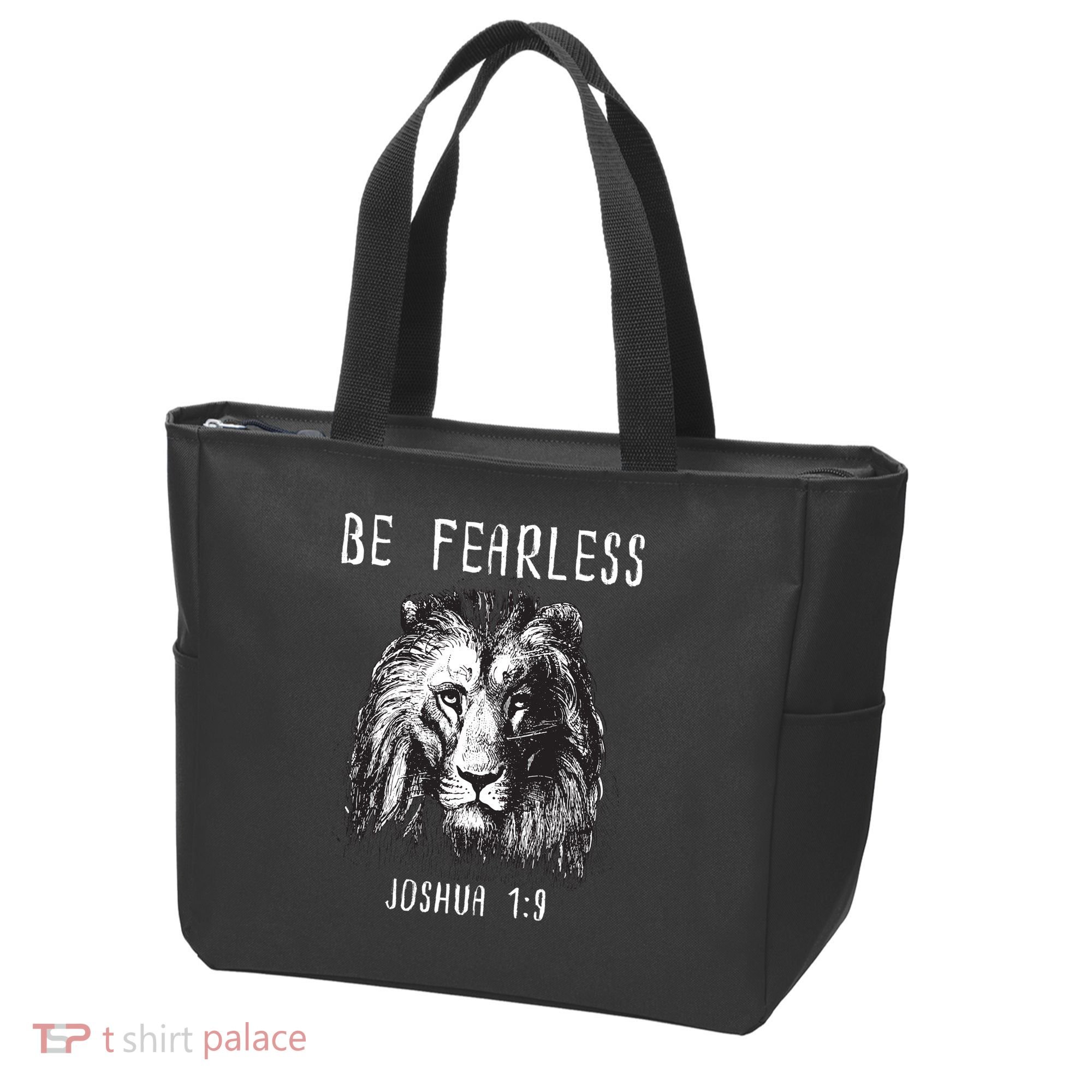Christian Fearless Joshua 1:9 Faith Gift Tote Bag