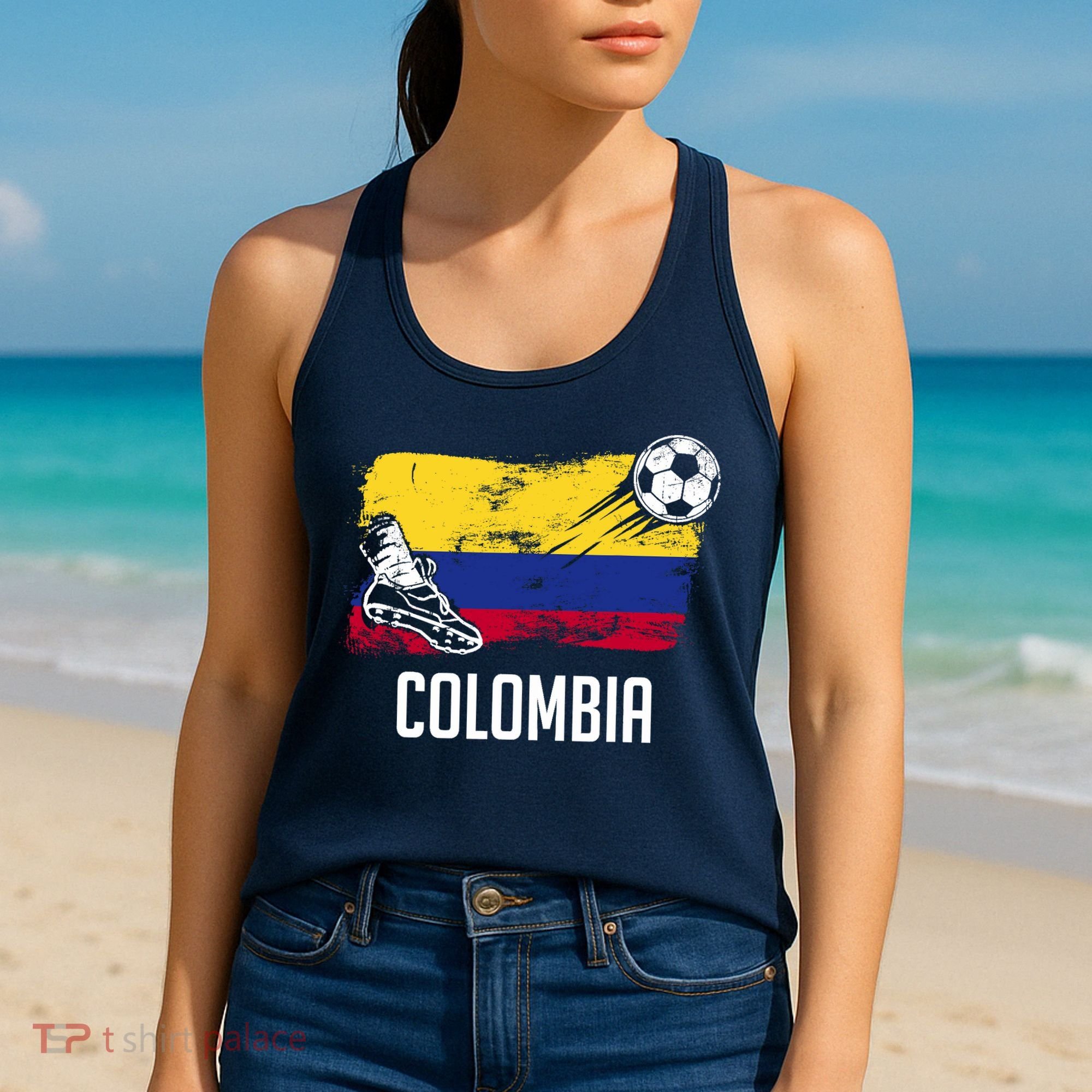 Colombia Flag Jersey Colombian Soccer Team Colombian Women's Tank Top