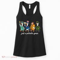 Cute Funny Just A Patriotic Goose Celebrate Fourth Of July Women's Tank Top thumb 0