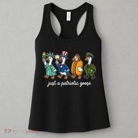 Cute Funny Just A Patriotic Goose Celebrate Fourth Of July Women's Tank Top thumb 3