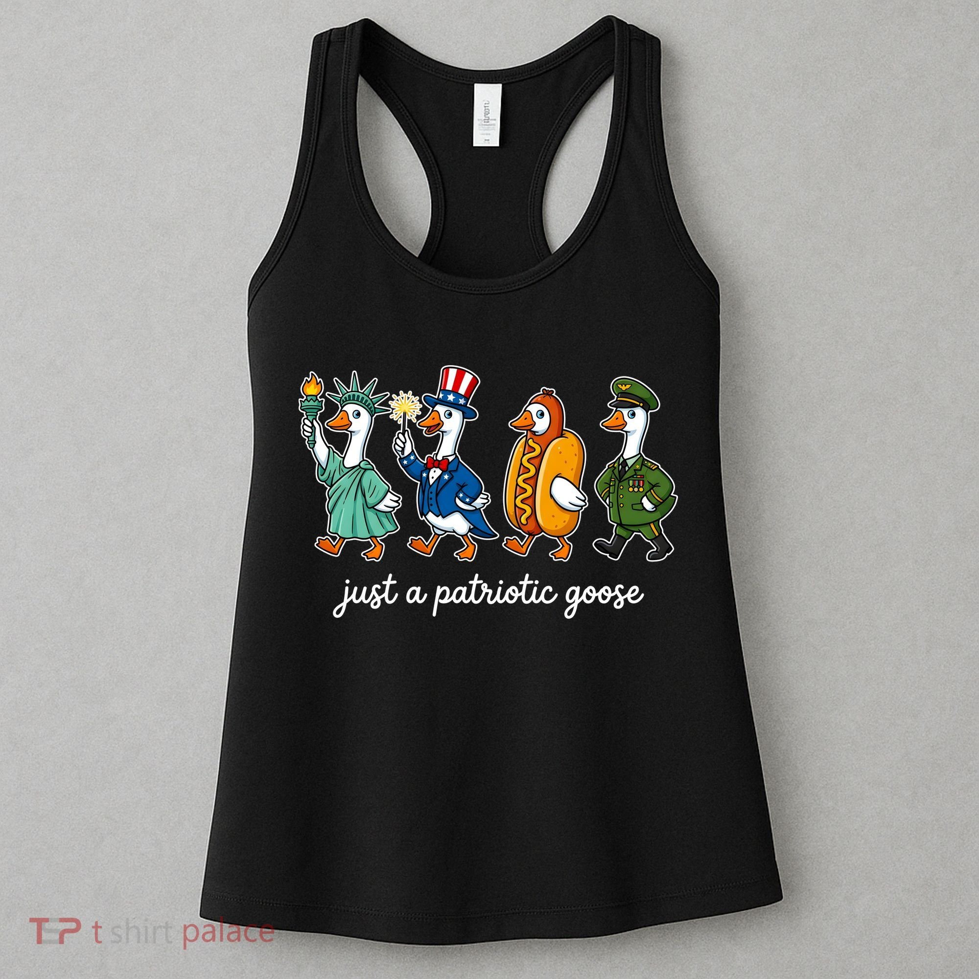 Cute Funny Just A Patriotic Goose Celebrate Fourth Of July Women's Tank Top
