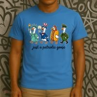 Cute Funny Just A Patriotic Goose Celebrate Fourth Of July T-Shirt thumb 3