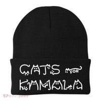 Cat For Kamala Kamala Harris Cat Lettering Positive Funny Beanie thumb 0