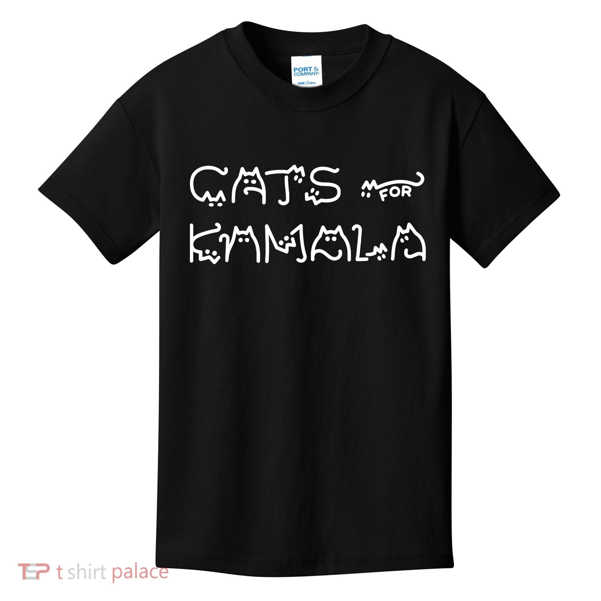 Cat For Kamala Kamala Harris Cat Lettering Positive Funny Kids T-Shirt