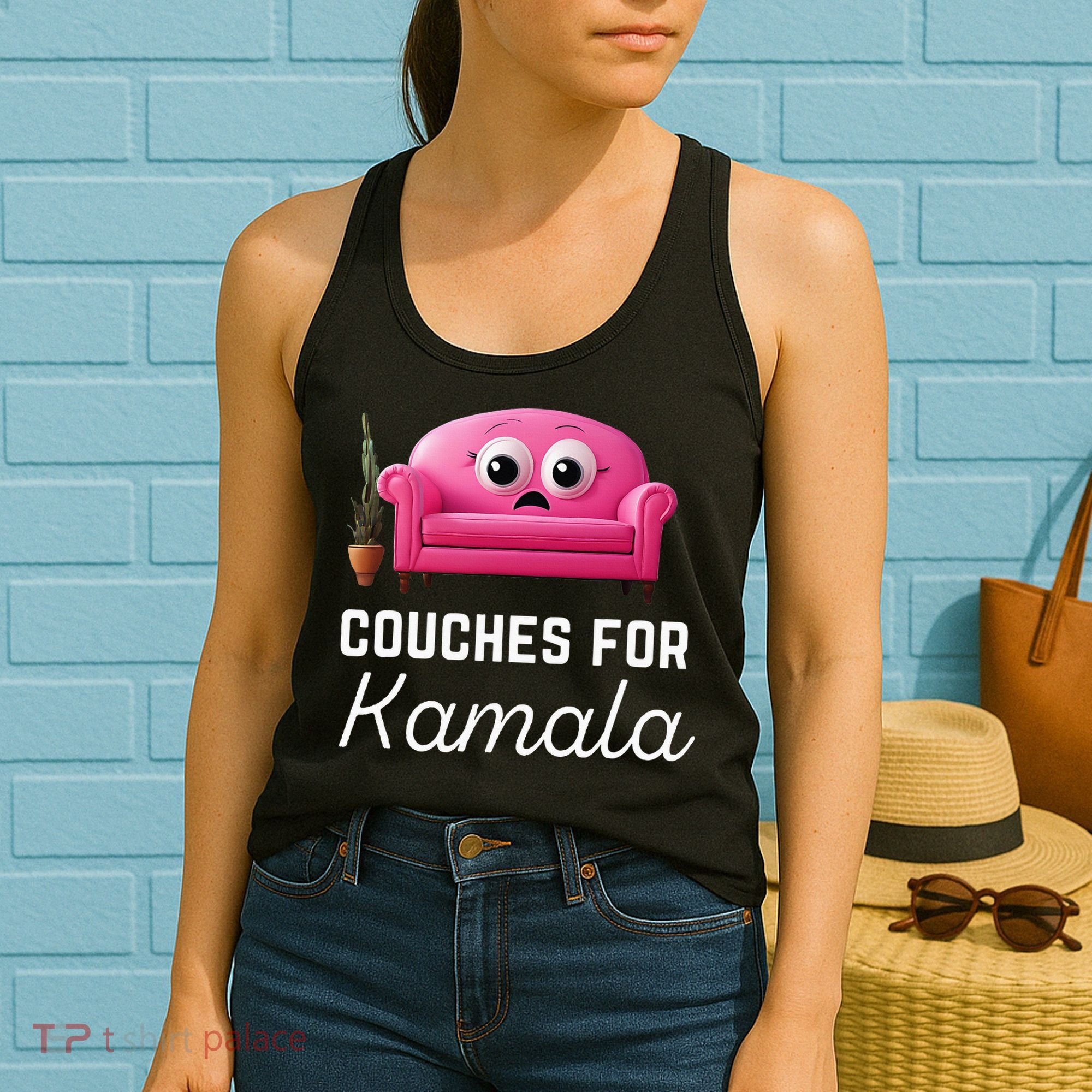Couches For Kamala Jd Vance Couch Meme Funny Culture Liberal Women's Tank Top