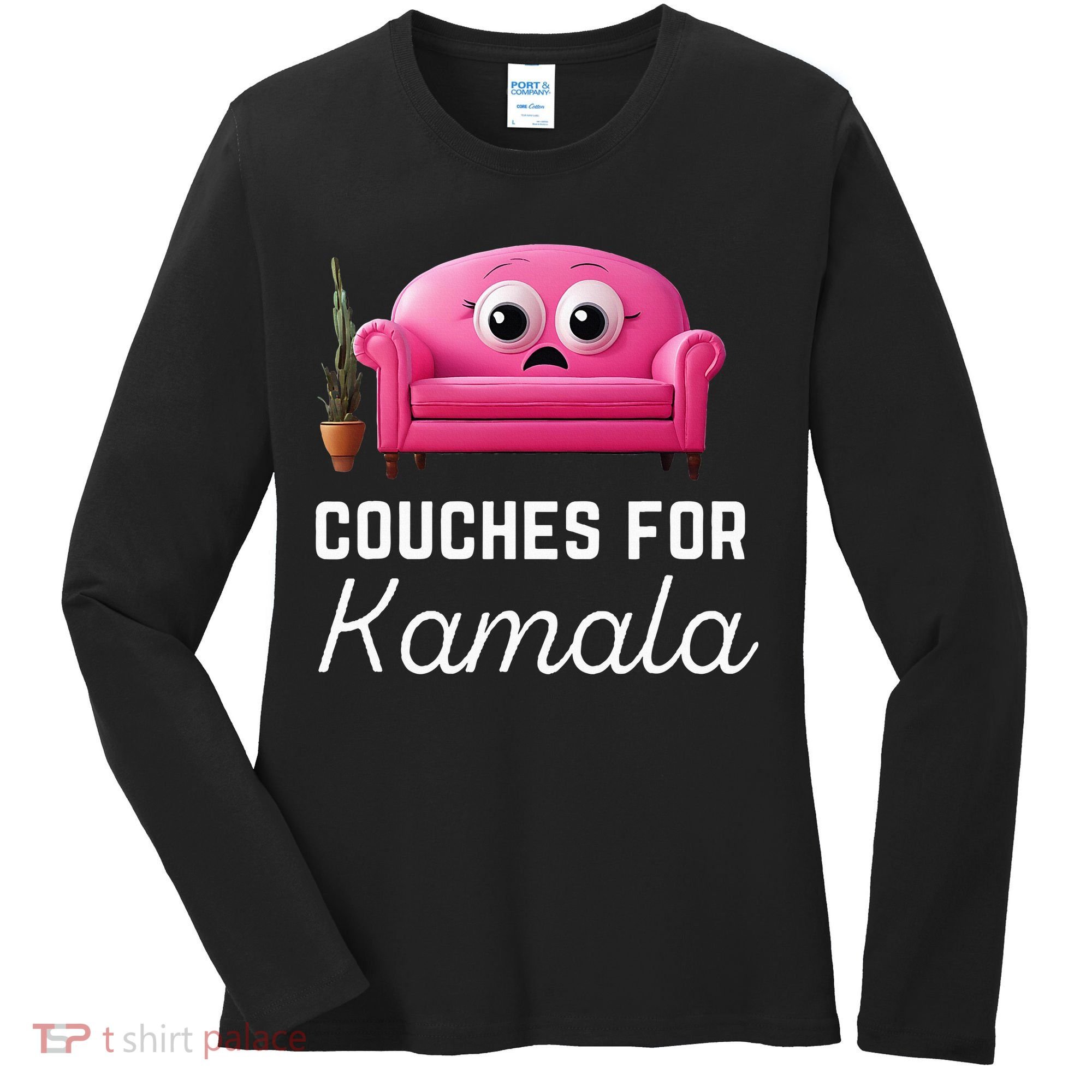 Couches For Kamala Jd Vance Couch Meme Funny Culture Liberal Women's Long Sleeve Shirt