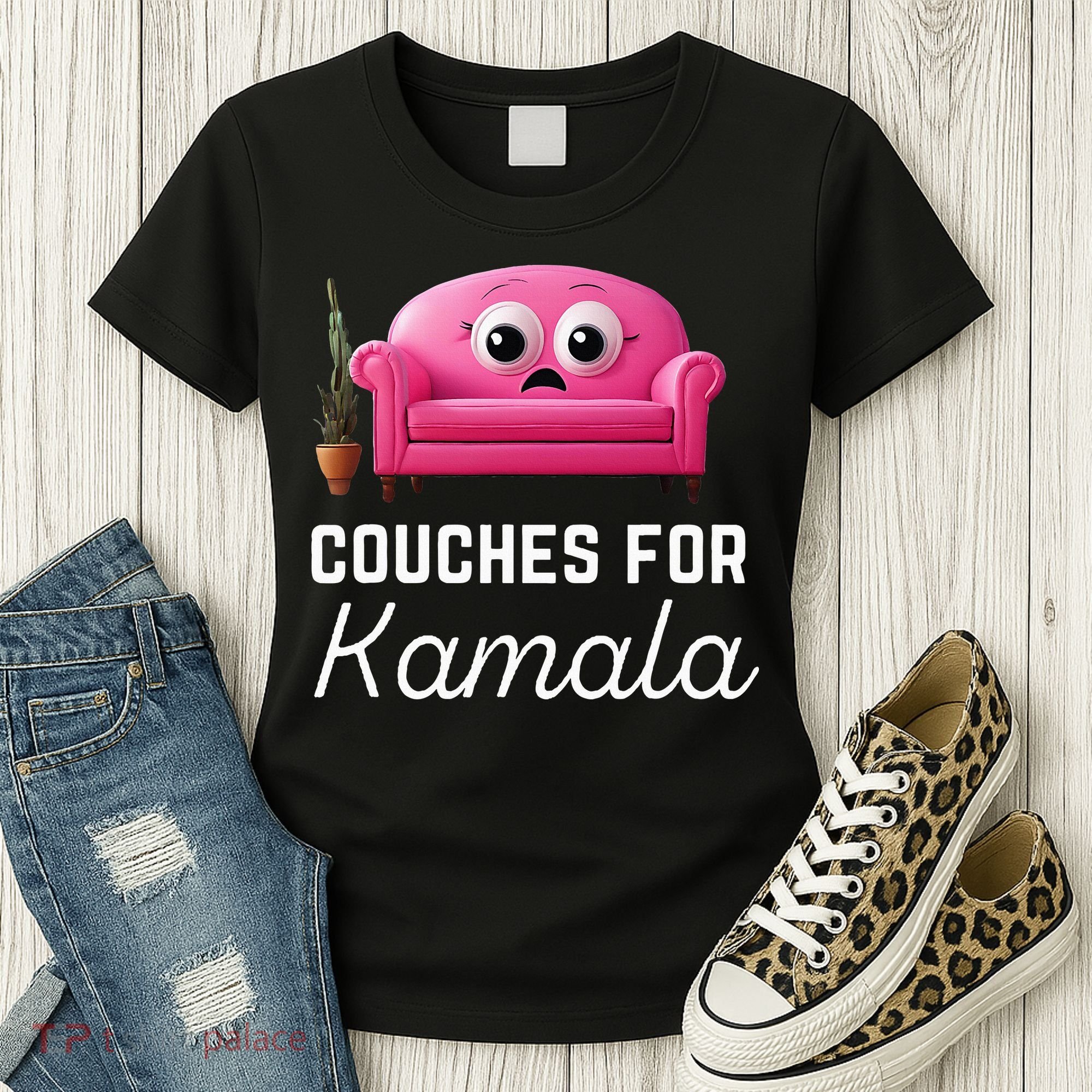 Couches For Kamala Jd Vance Couch Meme Funny Culture Liberal Women's T-Shirt