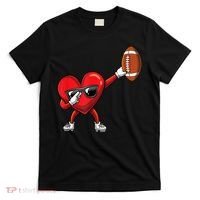 Cute Football Lover Heart Dabbing Valentines Day Gift T-Shirt thumb 0