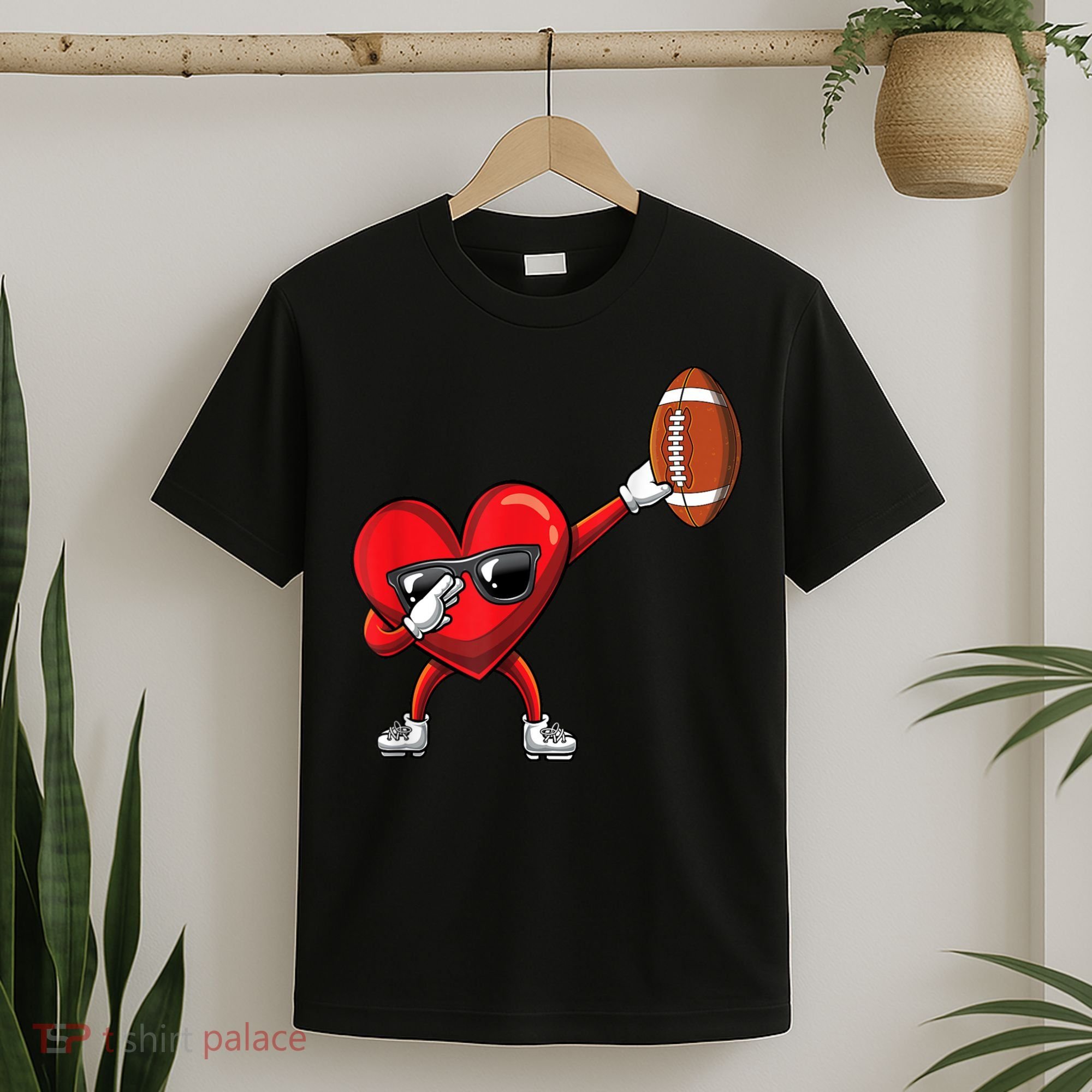 Cute Football Lover Heart Dabbing Valentines Day Gift T-Shirt