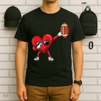Cute Football Lover Heart Dabbing Valentines Day Gift T-Shirt thumb 6