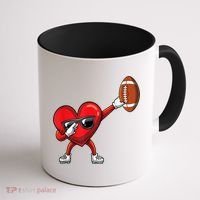 Cute Football Lover Heart Dabbing Valentines Day Gift Coffee Mug thumb 1