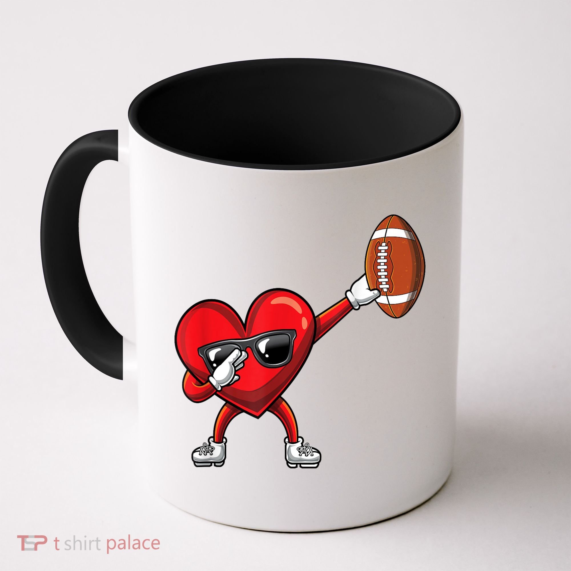 Cute Football Lover Heart Dabbing Valentines Day Gift Coffee Mug