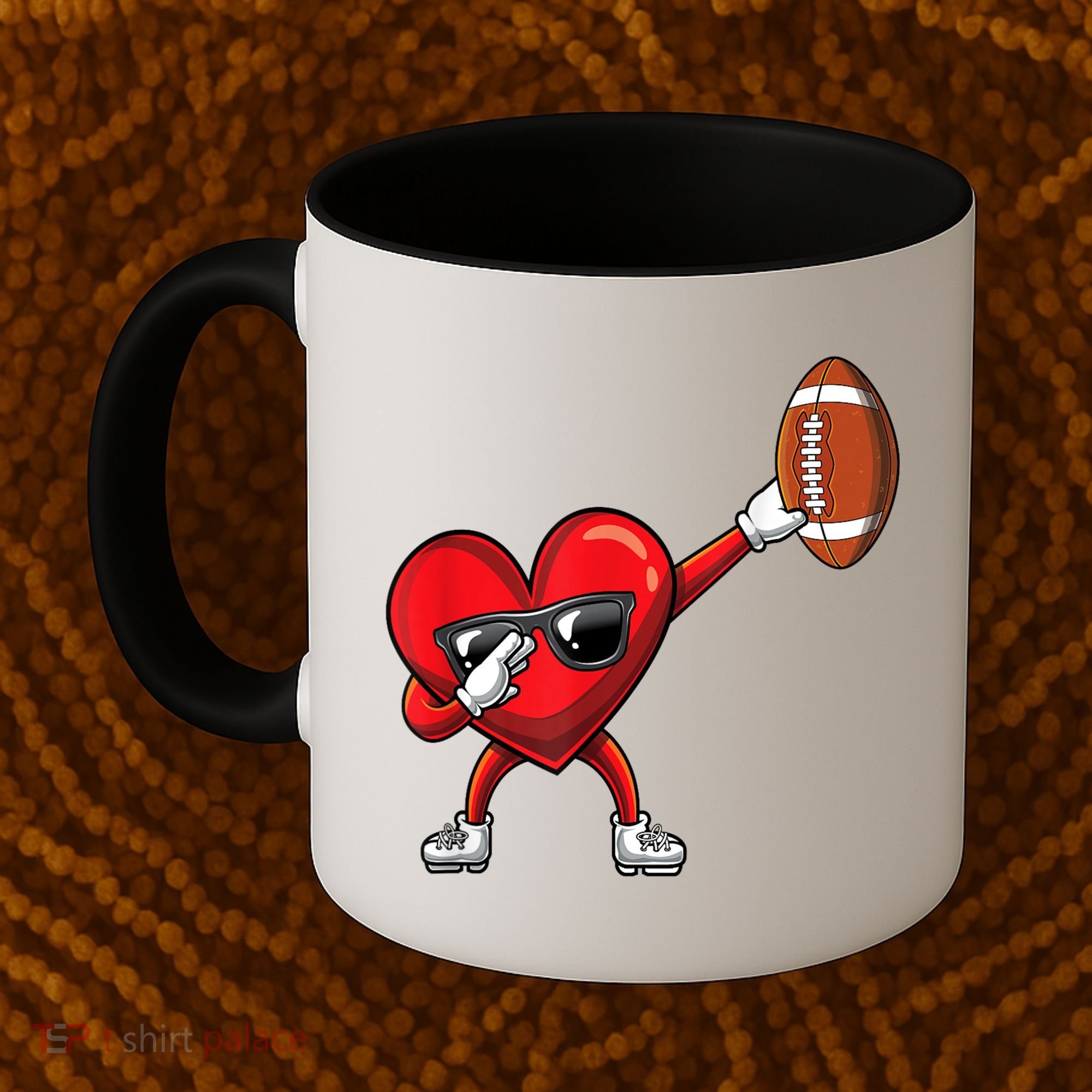Cute Football Lover Heart Dabbing Valentines Day Gift Coffee Mug
