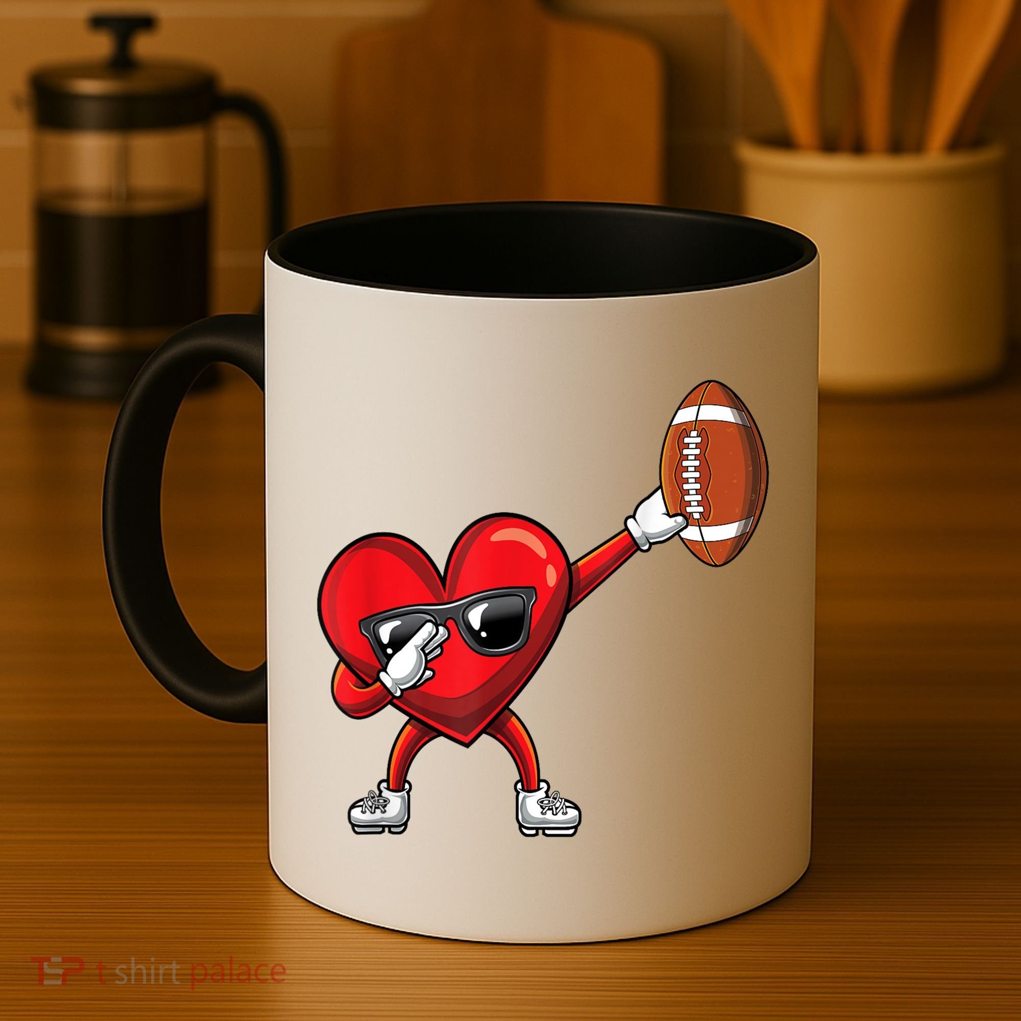 Cute Football Lover Heart Dabbing Valentines Day Gift Coffee Mug