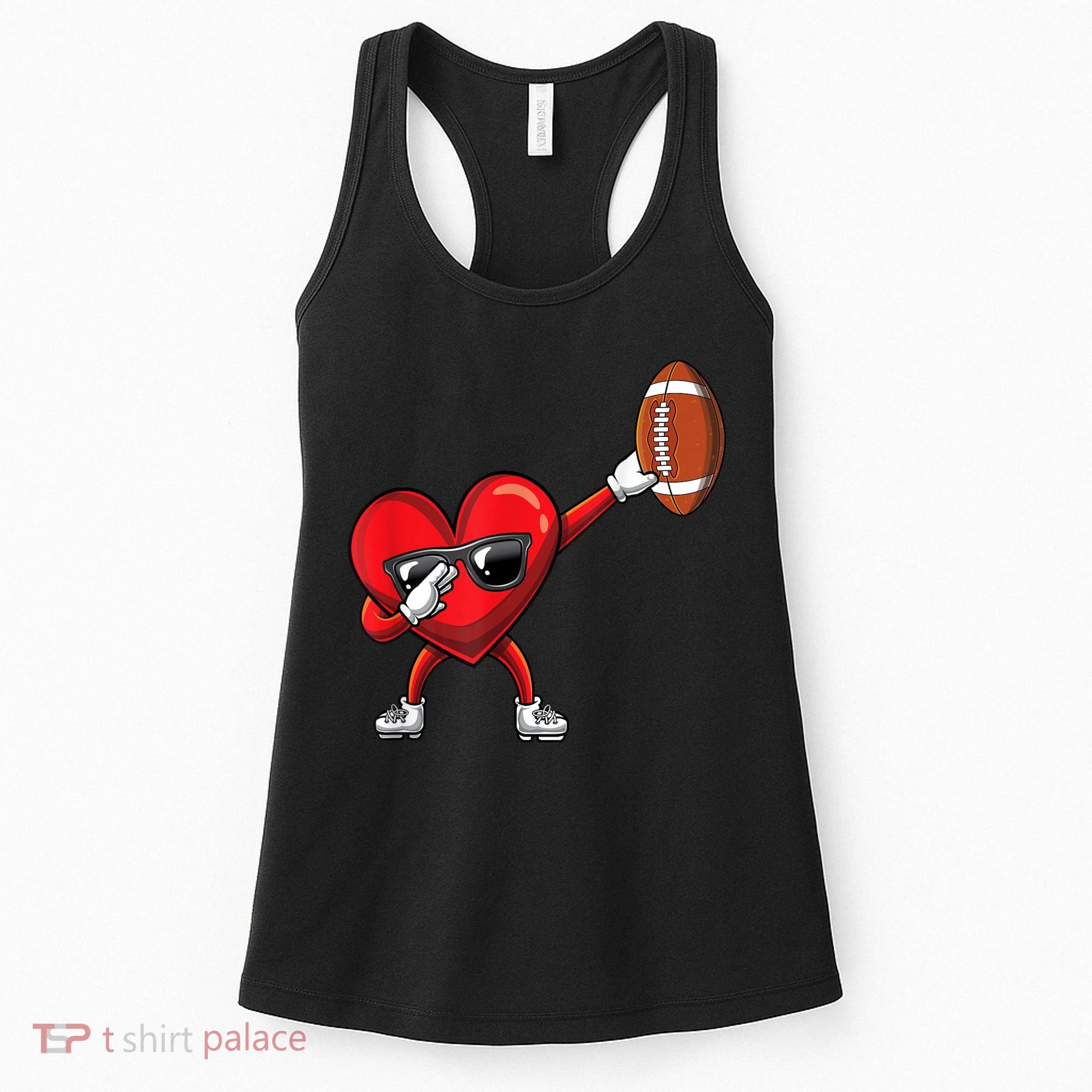 Cute Football Lover Heart Dabbing Valentines Day Gift Women's Tank Top