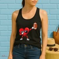 Cute Football Lover Heart Dabbing Valentines Day Gift Women's Tank Top thumb 2