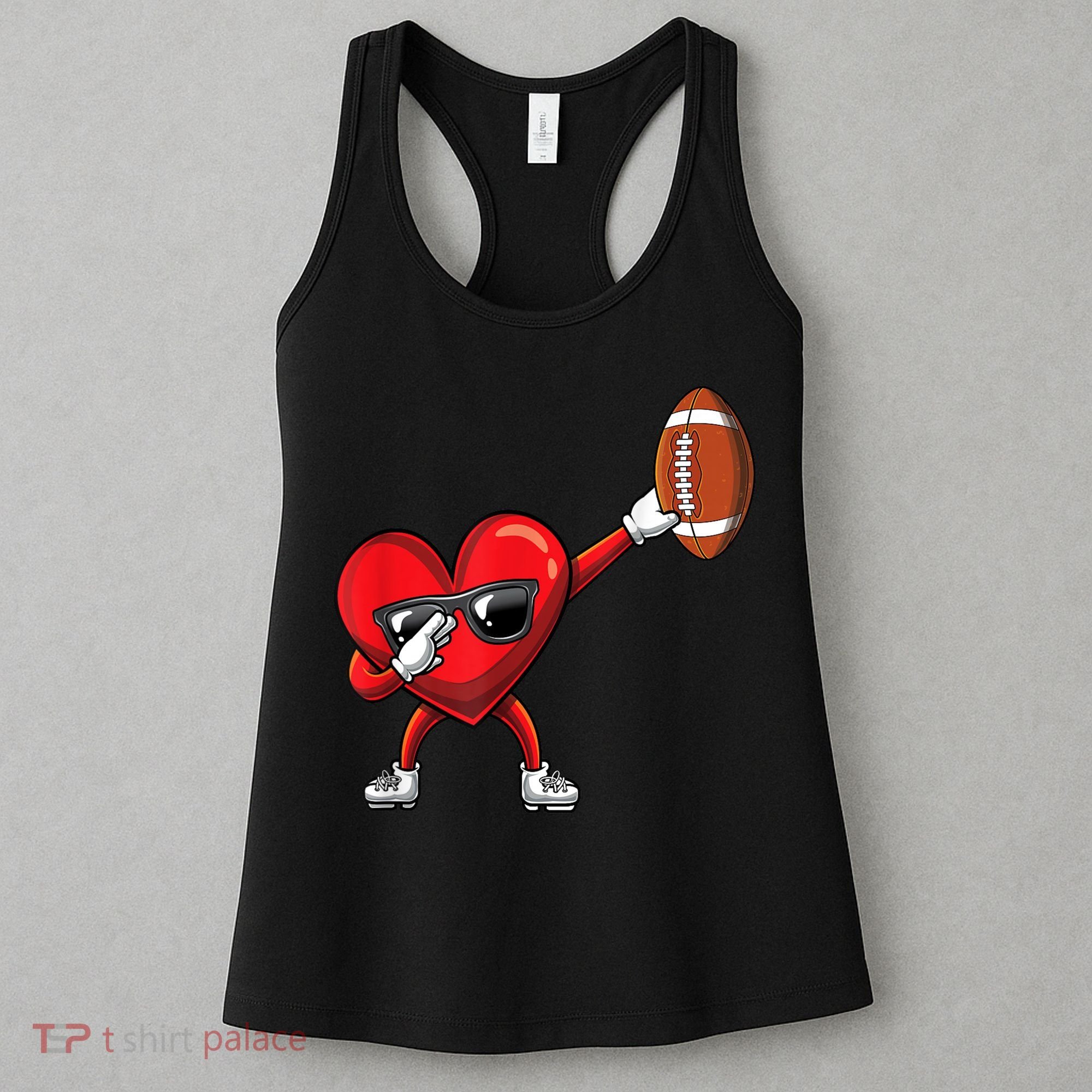 Cute Football Lover Heart Dabbing Valentines Day Gift Women's Tank Top
